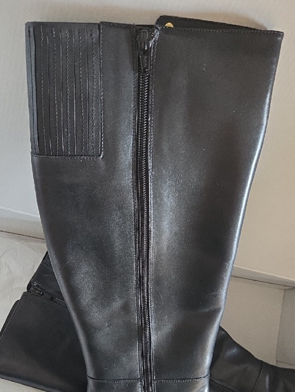 Classic Black Tall Leather Boots - Picture 3 of 4